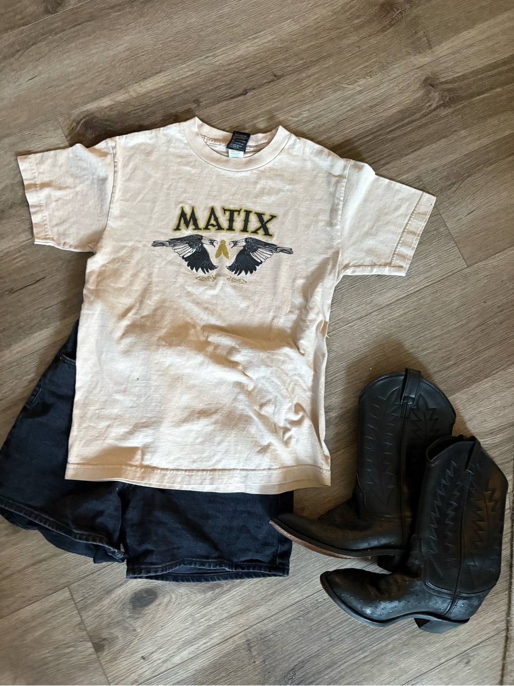 Y2K Matix White Graphic Tee with Wing Logo